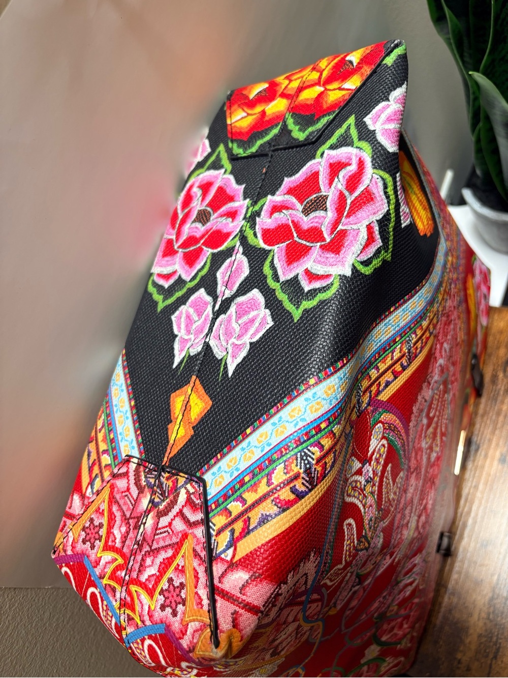 Desigual | Floral Shopper Large Tote Bag "Folklore Cards" - Red/Pink/Black - Picture 5 of 12